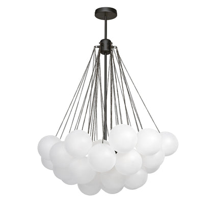 Hedendaagse 3-licht cluster glazen bol mat bubbel kroonluchter