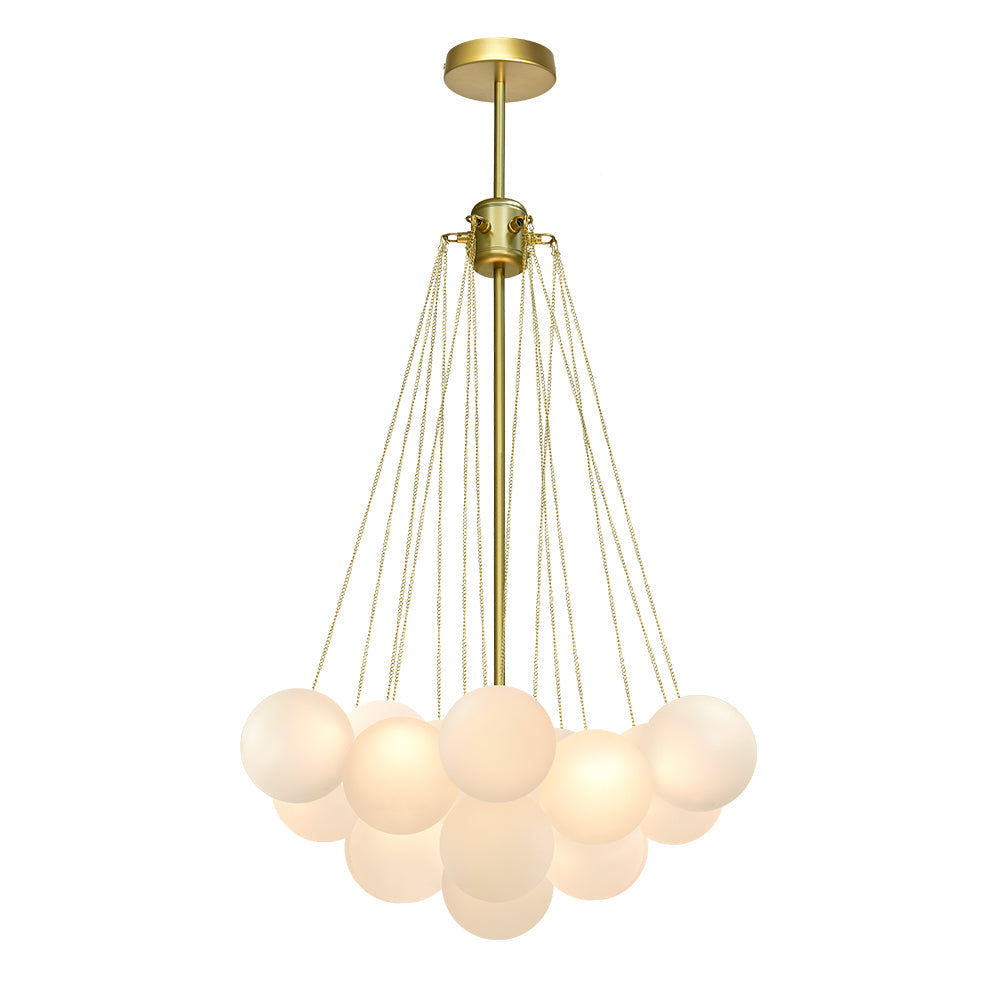Hedendaagse 3-licht cluster glazen bol mat bubbel kroonluchter