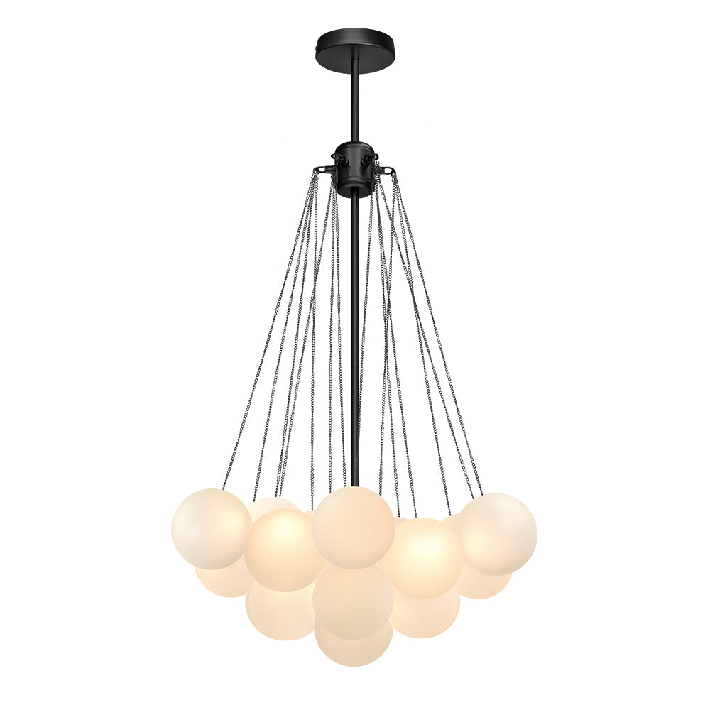 Hedendaagse 3-licht cluster glazen bol mat bubbel kroonluchter
