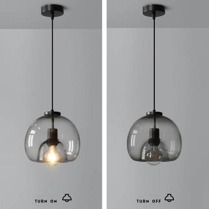 Minimalistische rookgrijze lichte met de hand geblazen glazen koepel hanglamp