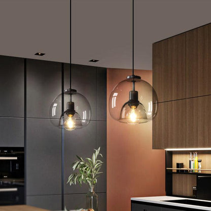 Minimalistische rookgrijze lichte met de hand geblazen glazen koepel hanglamp
