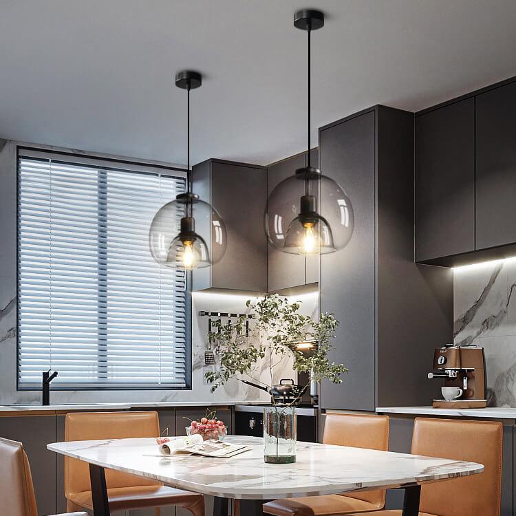 Minimalistische rookgrijze lichte met de hand geblazen glazen koepel hanglamp