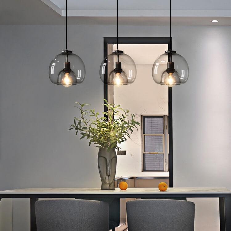 Minimalistische rookgrijze lichte met de hand geblazen glazen koepel hanglamp