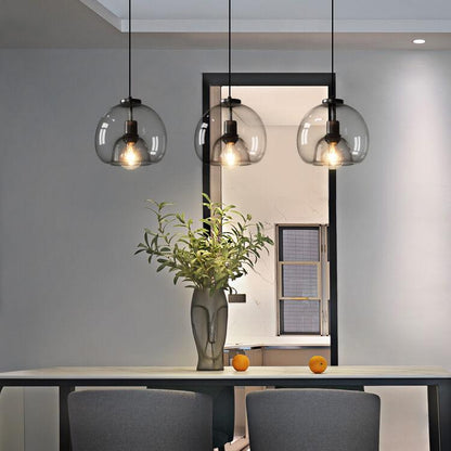 Minimalistische rookgrijze lichte met de hand geblazen glazen koepel hanglamp