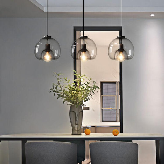 Minimalistische rookgrijze lichte met de hand geblazen glazen koepel hanglamp