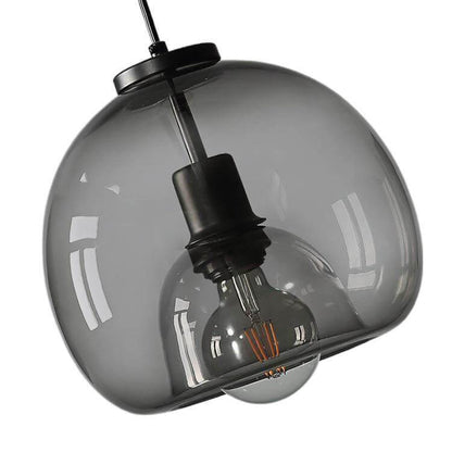 Minimalistische rookgrijze lichte met de hand geblazen glazen koepel hanglamp