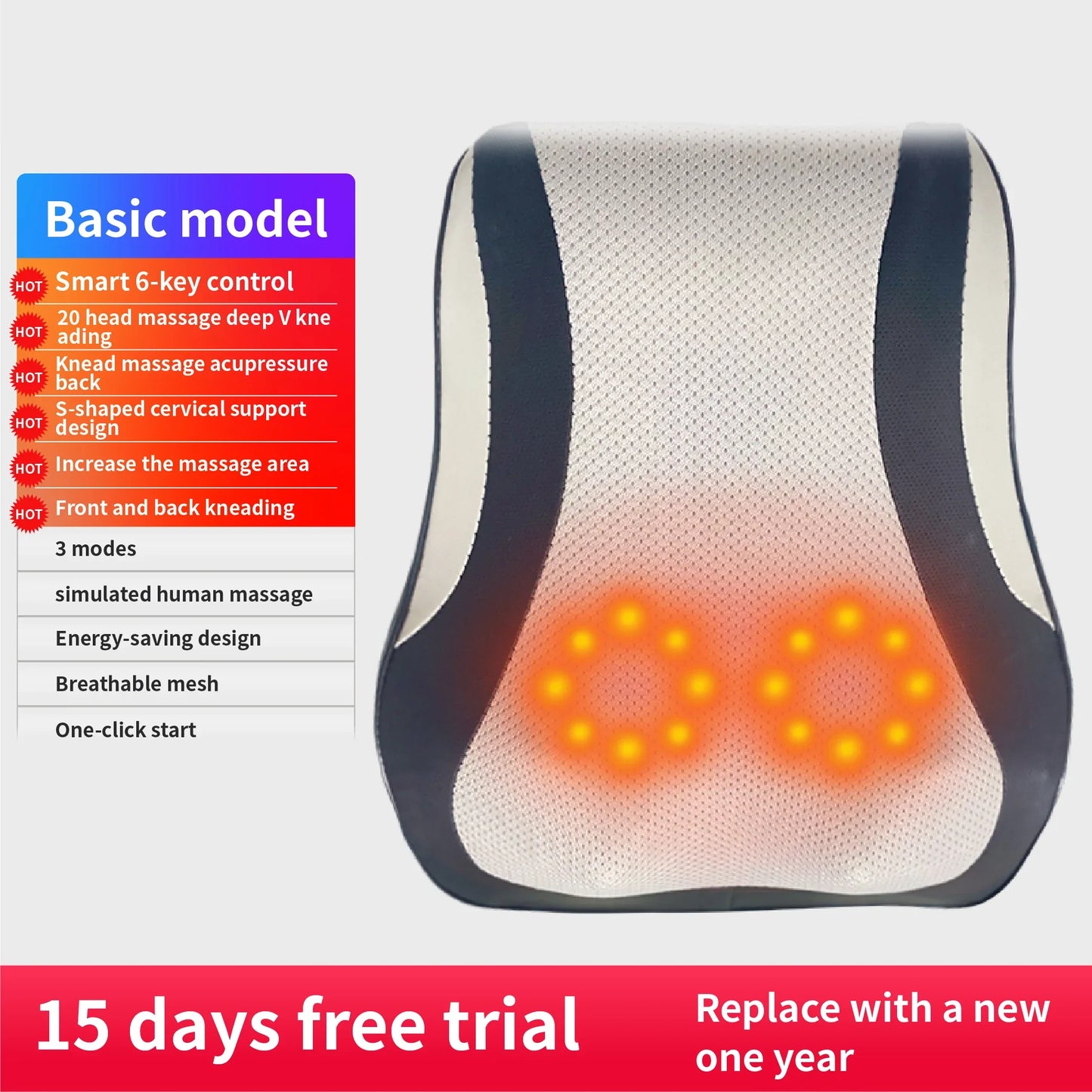 Elektrische Shiatsu Nek- en Lichaamsmassager met Warmte en Trilling