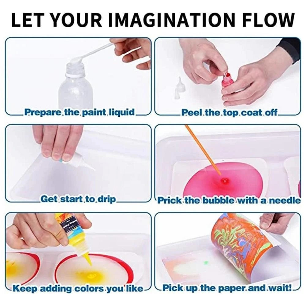 Art Water Marbling Painting Kit – Create Stunning Artwork with Marbled Designs  for All Ages