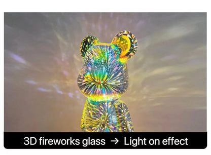 3D Vuurwerk Beer LED Nachtlamp – Kleurrijke Sfeerlamp