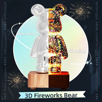 3D Vuurwerk Beer LED Nachtlamp – Kleurrijke Sfeerlamp