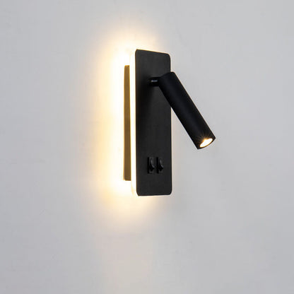 Minimalistische rechthoekige spot draaibare LED leeswandlamp