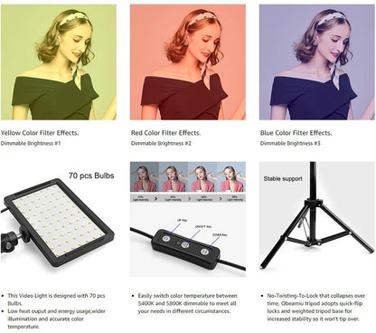 LED videolicht camera fotografie set – met statief & RGB-filters