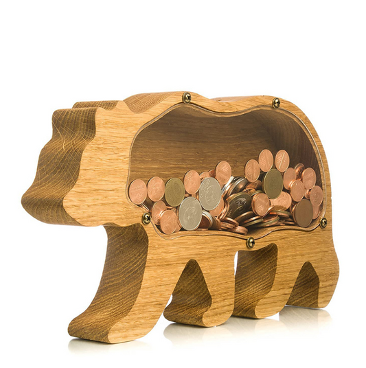 Wooden Money Box For Kids Coin Piggy Bank Desktop Ornament Animal Coin Storage