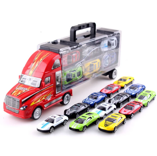 Großer Transport-LKW für Kinder Fahrzeuge Spielzeug mit Mini-Druckguss-Autos Modellspielzeug-LKW für Kinder