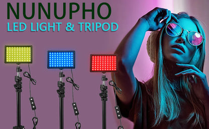 LED videolicht camera fotografie set – met statief & RGB-filters