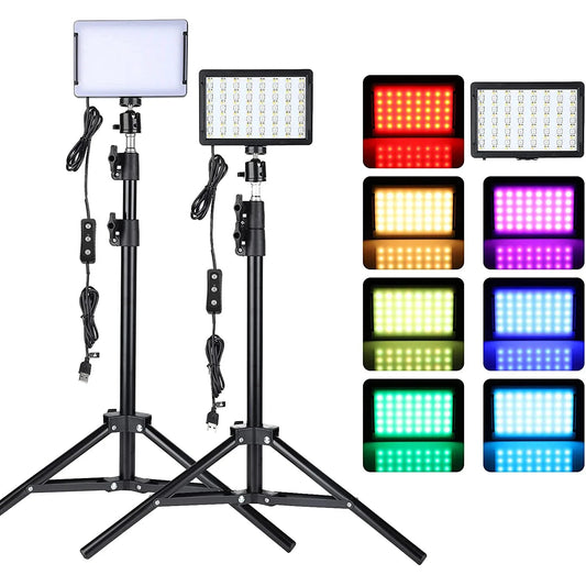 LED videolicht camera fotografie set – met statief & RGB-filters