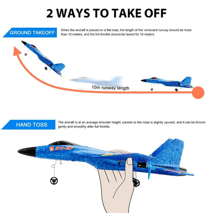 Flyvende fly RC legetøj – SU-27 fjernstyret fly - batteridrevet flyvende fjernstyret fly - til børn, EPP skumdesign
