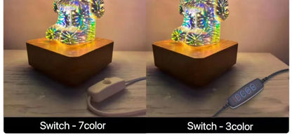 3D Vuurwerk Beer LED Nachtlamp – Kleurrijke Sfeerlamp
