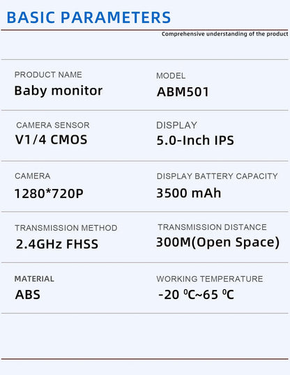 5.0-Inch Draadloze Video Baby Monitor – ABM501