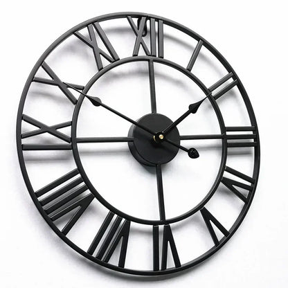 Moderne 3D Grote Retro Metalen Wandklok – Noordse Romeinse Cijfers Ontwerp