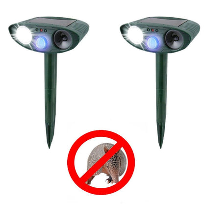 Ultrasonic Armadillo Repeller – Solar Powered and With Flashing Light – Get Rid of Armadillos