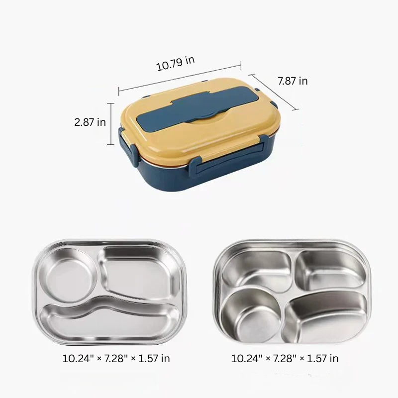 Thermo-Lunchbox mit 4 Fächern, Edelstahl