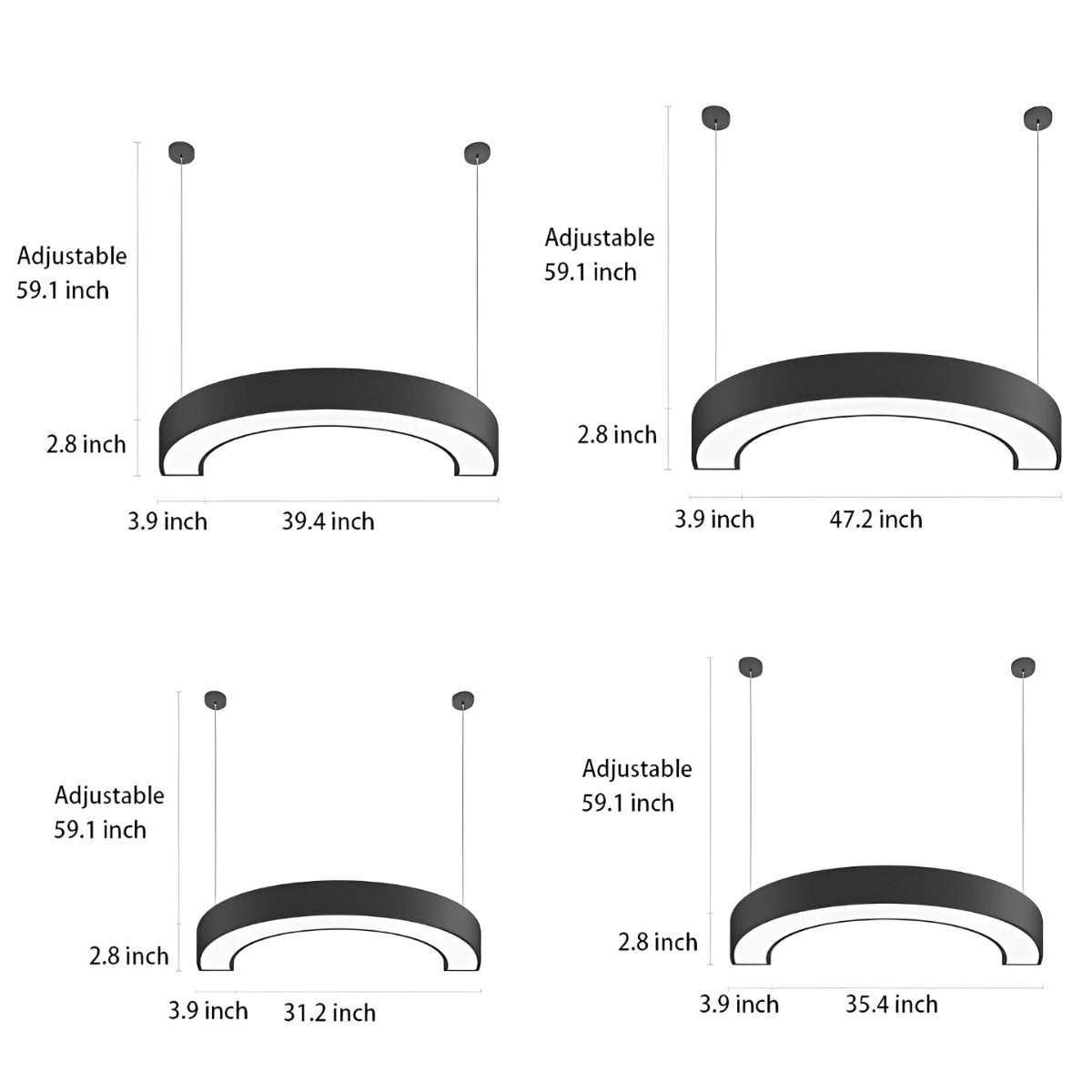 Acryl doe-het-zelf halve cirkel LED industriële metalen kroonluchter interieur hanglamp