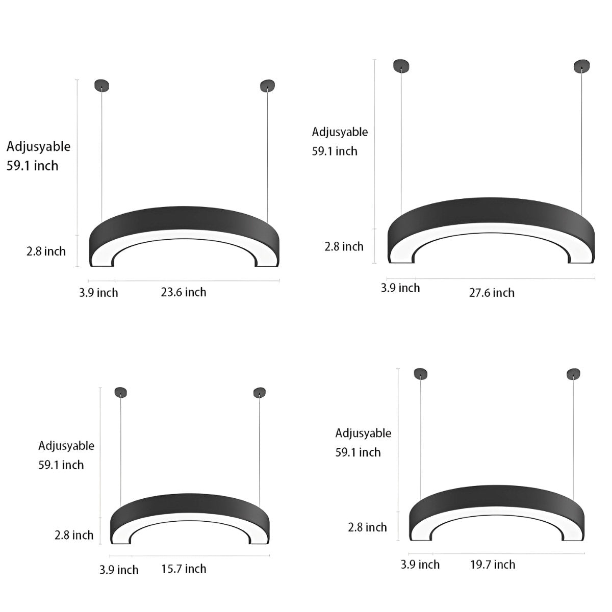 Acryl doe-het-zelf halve cirkel LED industriële metalen kroonluchter interieur hanglamp