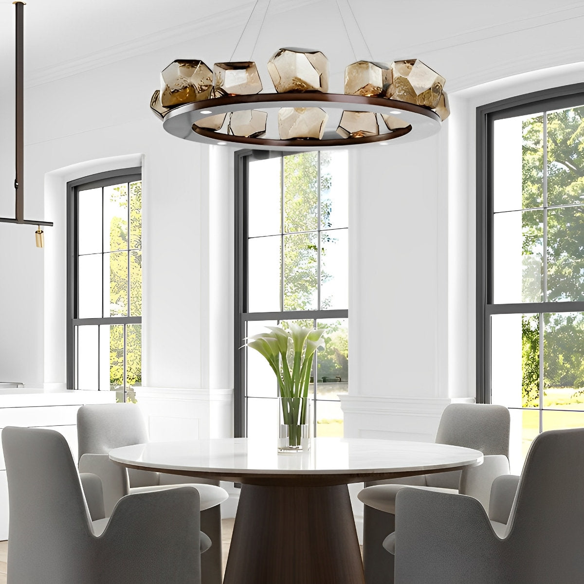 Barstende Bellen 6 Onregelmatige Cognac Stenen Moderne Glazen Kroonluchter Verlichting