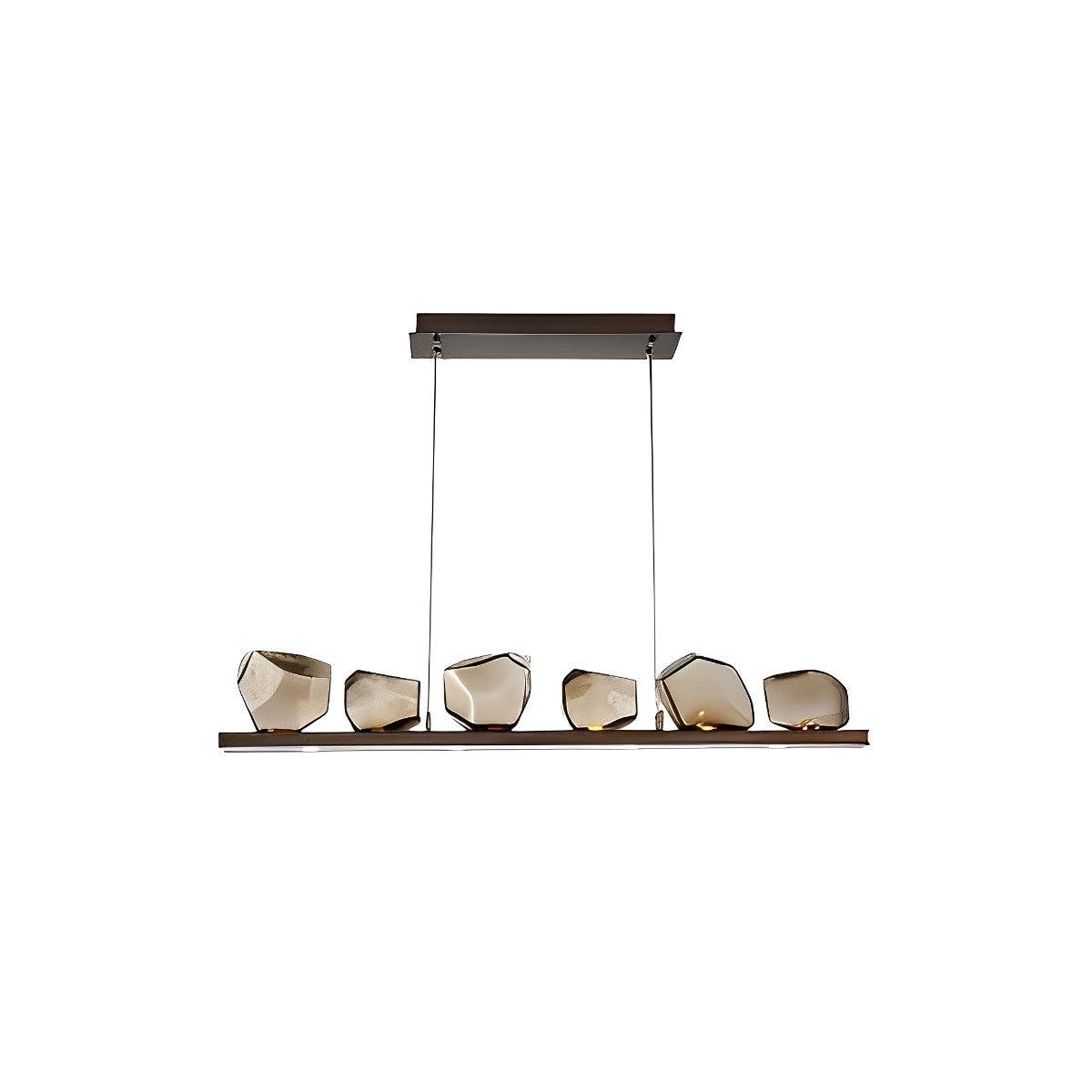 Barstende Bellen 6 Onregelmatige Cognac Stenen Moderne Glazen Kroonluchter Verlichting
