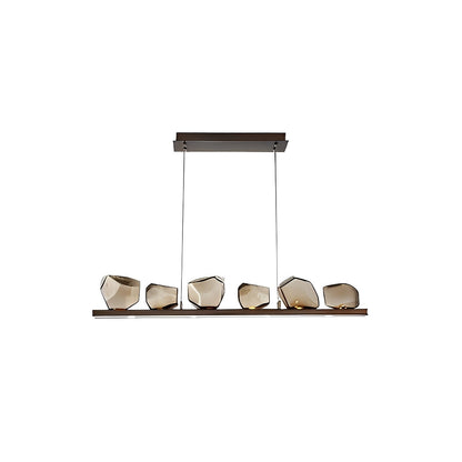 Barstende Bellen 6 Onregelmatige Cognac Stenen Moderne Glazen Kroonluchter Verlichting