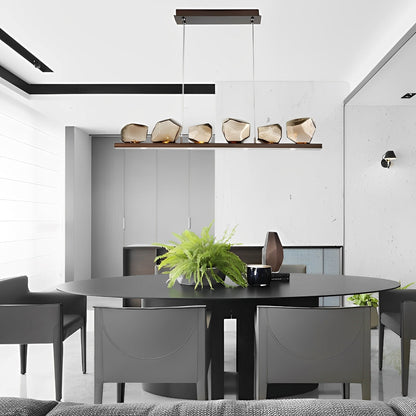 Barstende Bellen 6 Onregelmatige Cognac Stenen Moderne Glazen Kroonluchter Verlichting