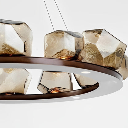 Barstende Bellen 6 Onregelmatige Cognac Stenen Moderne Glazen Kroonluchter Verlichting