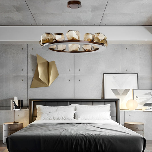 Barstende Bellen 6 Onregelmatige Cognac Stenen Moderne Glazen Kroonluchter Verlichting