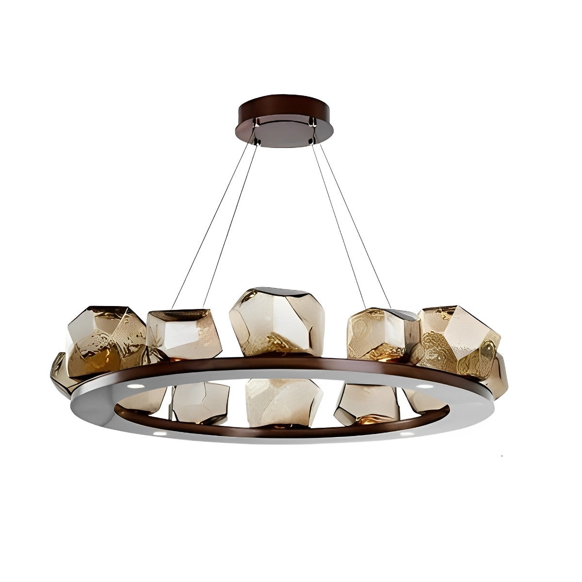 Barstende Bellen 6 Onregelmatige Cognac Stenen Moderne Glazen Kroonluchter Verlichting