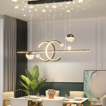Hedendaagse hanglamp dubbel-C goud/zwart eetkamer
