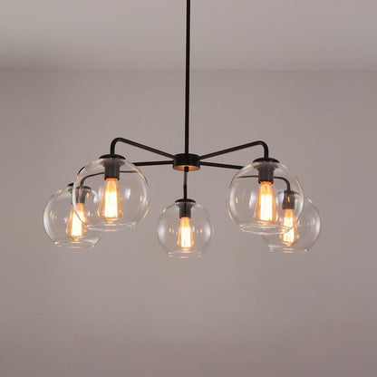 Moderne 5-licht handgeblazen glazen bol kroonluchter