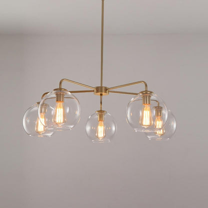 Moderne 5-licht handgeblazen glazen bol kroonluchter