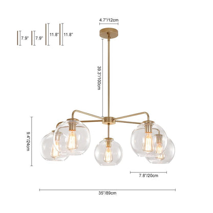 Moderne 5-licht handgeblazen glazen bol kroonluchter