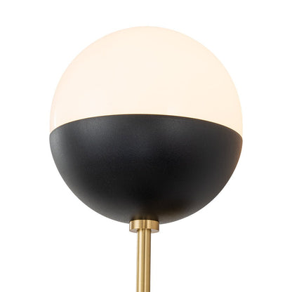 Retro mid-eeuws 2-licht opaal glas bol lineaire wandlamp