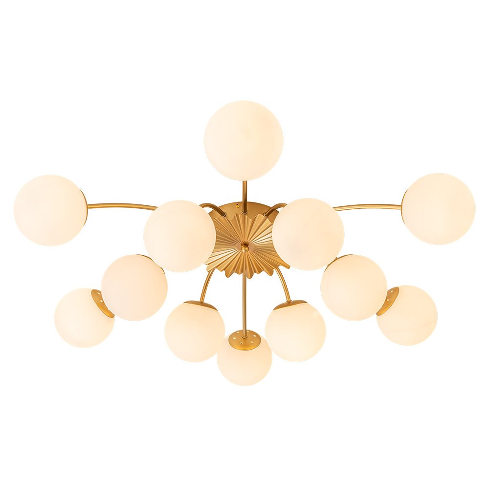 Hedendaagse 12-licht Opal Glas Bol Semi-Opbouwlamp