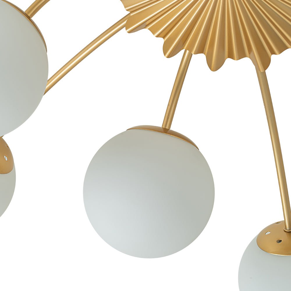 Hedendaagse 12-licht Opal Glas Bol Semi-Opbouwlamp