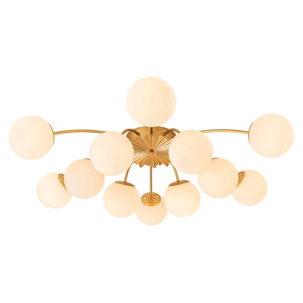 Hedendaagse 12-licht Opal Glas Bol Semi-Opbouwlamp