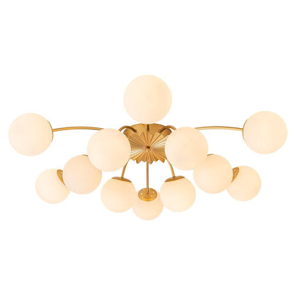 Hedendaagse 12-licht Opal Glas Bol Semi-Opbouwlamp