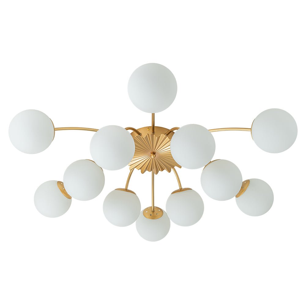 Hedendaagse 12-licht Opal Glas Bol Semi-Opbouwlamp