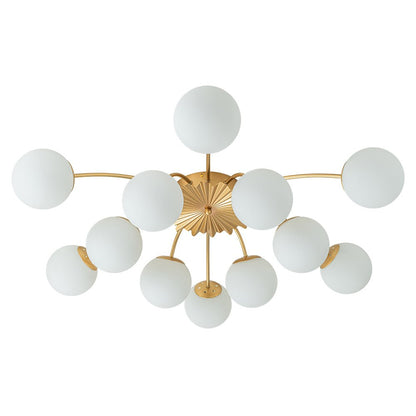 Hedendaagse 12-licht Opal Glas Bol Semi-Opbouwlamp