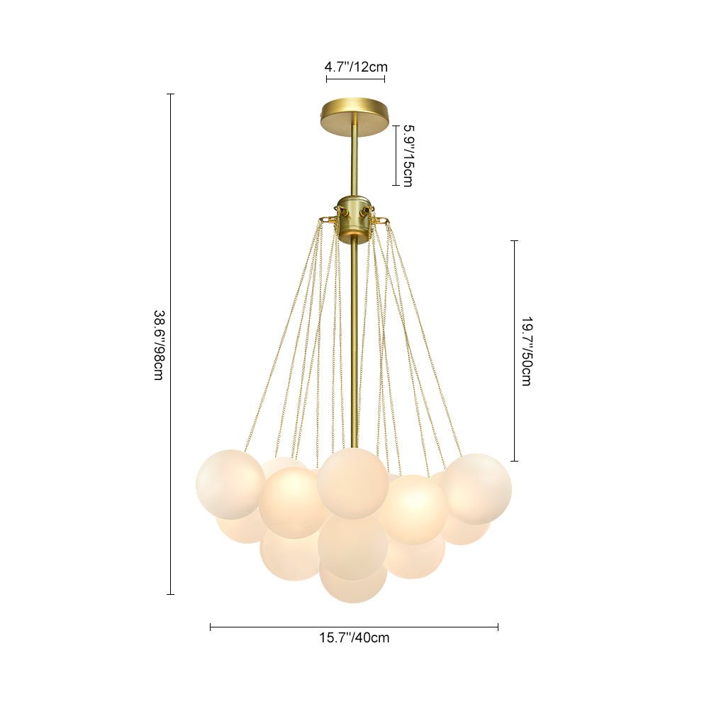 Hedendaagse 3-licht cluster glazen bol mat bubbel kroonluchter