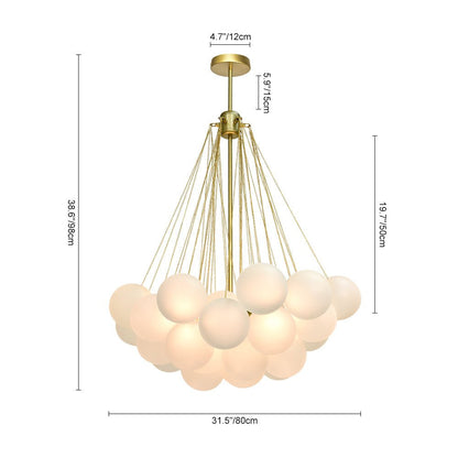 Hedendaagse 3-licht cluster glazen bol mat bubbel kroonluchter
