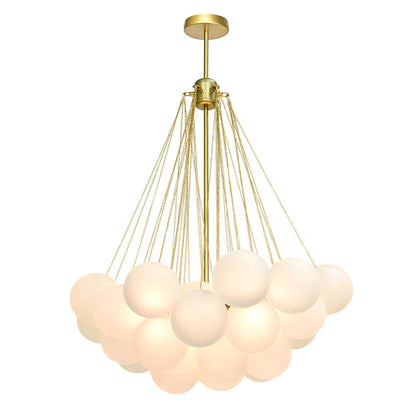 Hedendaagse 3-licht cluster glazen bol mat bubbel kroonluchter