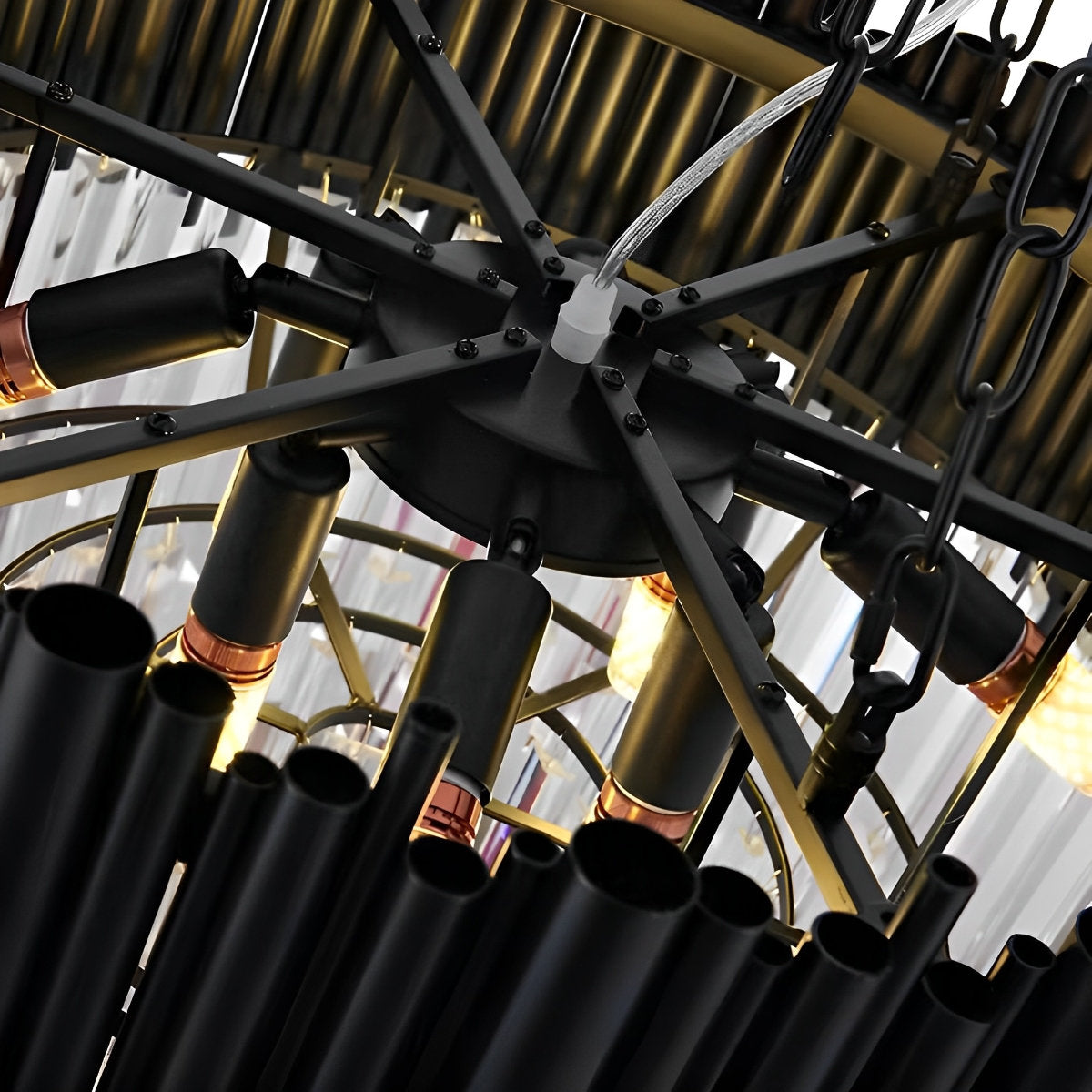 Ronde heldere kristallen metalen zwarte moderne kroonluchter hanglamp